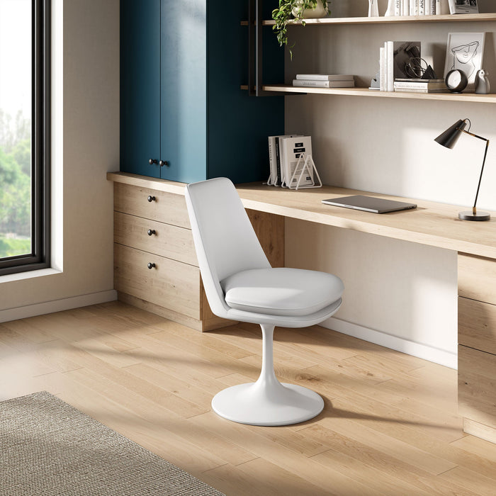 Lippa Swivel Dining Vegan Leather Side Chair White White