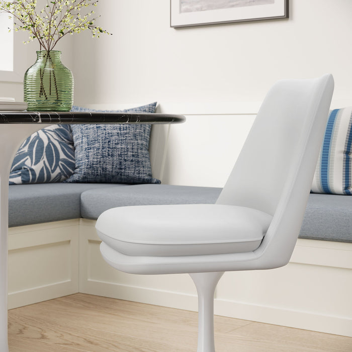 Lippa Swivel Dining Vegan Leather Side Chair White White