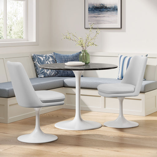 Lippa Swivel Dining Vegan Leather Side Chair White White