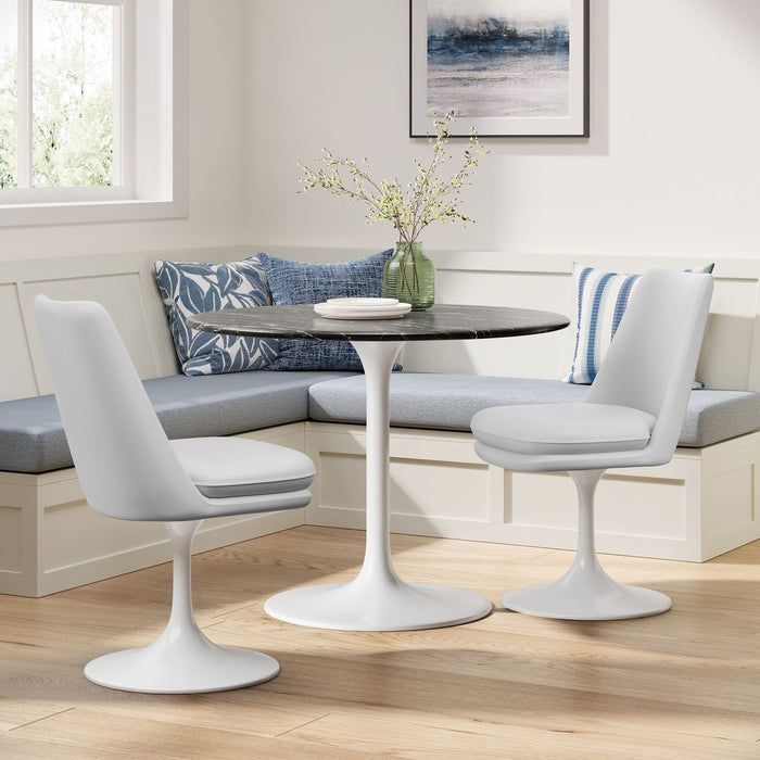 Lippa Swivel Dining Vegan Leather Side Chair White White