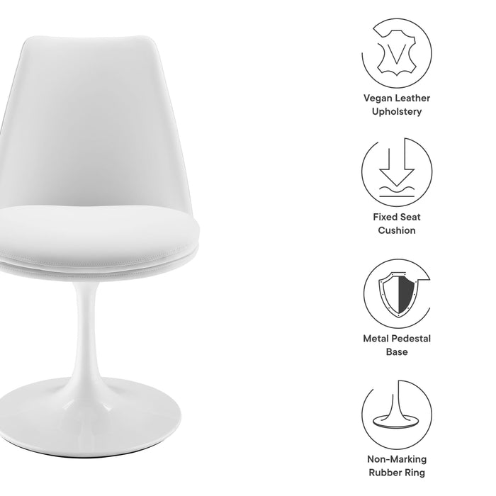 Lippa Swivel Dining Vegan Leather Side Chair White White