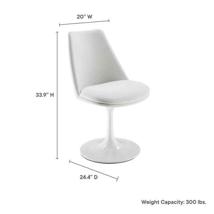 Lippa Swivel Dining Vegan Leather Side Chair White White