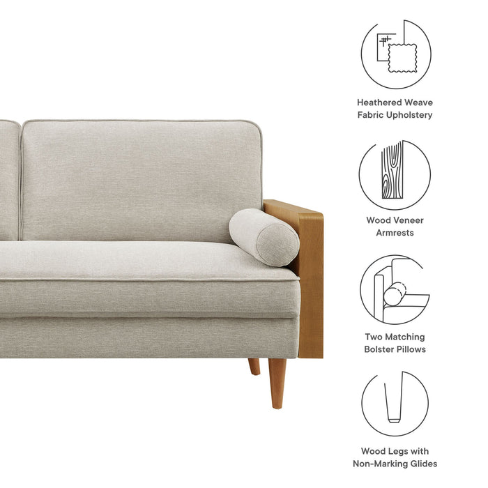 Kellan Heathered Fabric Upholstered Sofa Walnut Heathered Weave Ivory