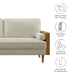 Kellan Heathered Fabric Upholstered Sofa Walnut Heathered Weave Light Beige