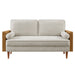 Kellan Upholstered Loveseat with Wood Grain Armrests - specifications diagram