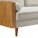 Kellan Upholstered Loveseat with Wood Grain Armrests - lifestyle in-use