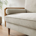 Kellan Upholstered Loveseat with Wood Grain Armrests - feature highlight