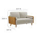 Kellan Upholstered Loveseat with Wood Grain Armrests - side view