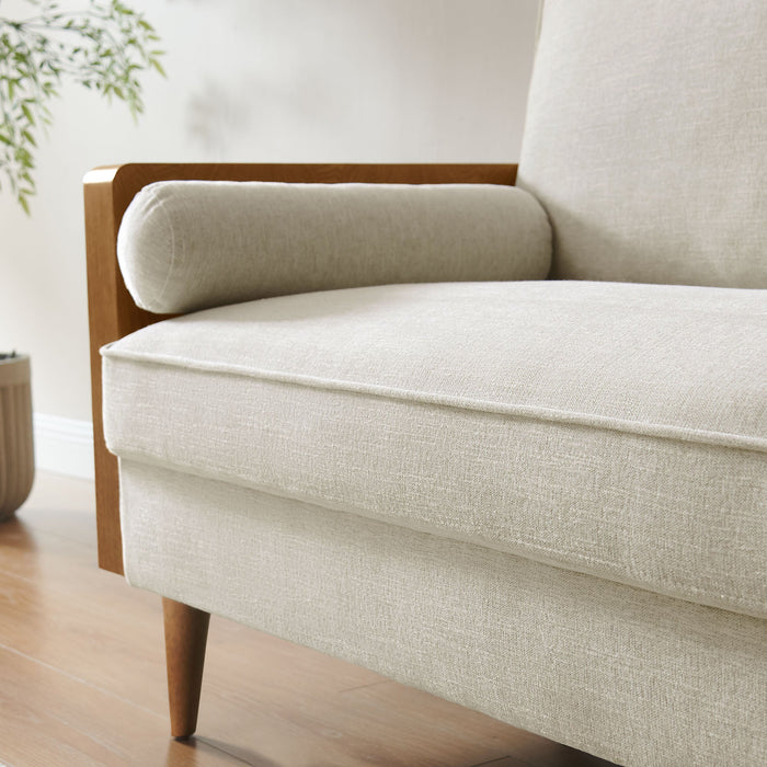 Kellan Upholstered Loveseat with Wood Grain Armrests - view 18