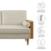 Kellan Upholstered Loveseat with Wood Grain Armrests - control panel detail