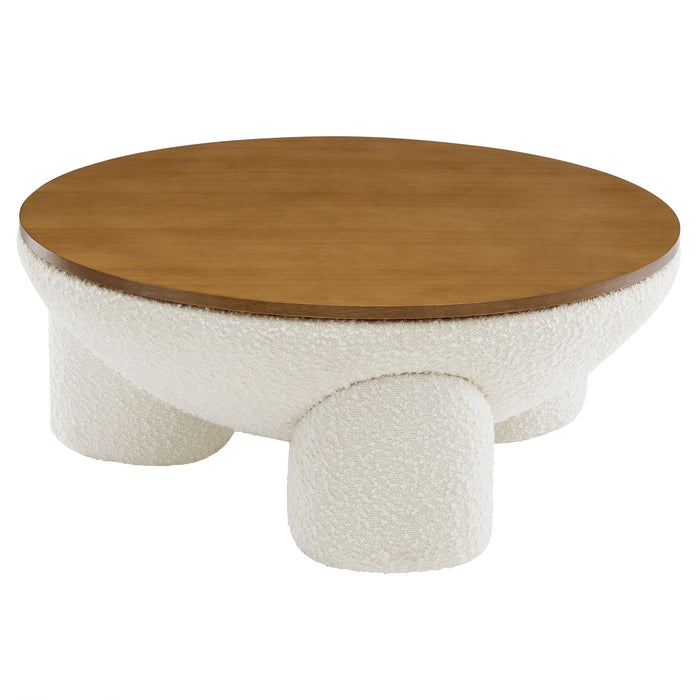 Modway Tridome Round Boucle Upholstered Storage Coffee Table in White
