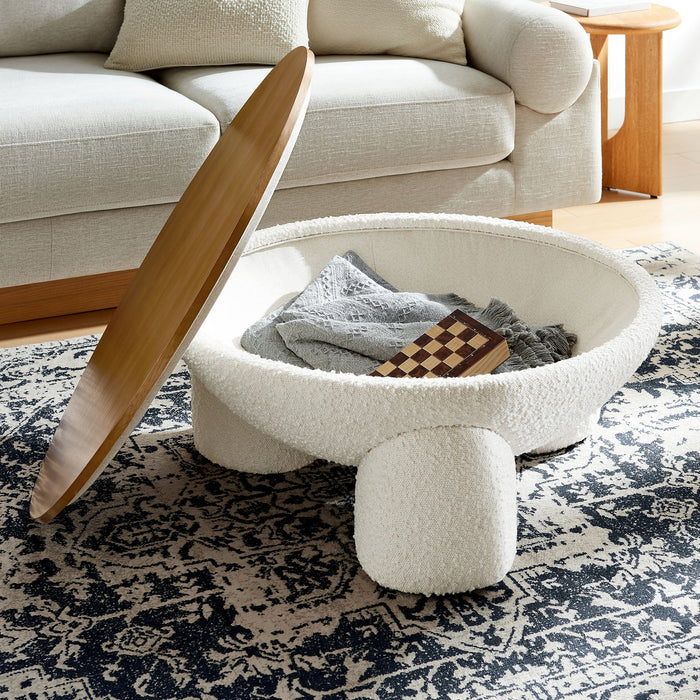 Modway Tridome Round Boucle Upholstered Storage Coffee Table - Close-Up