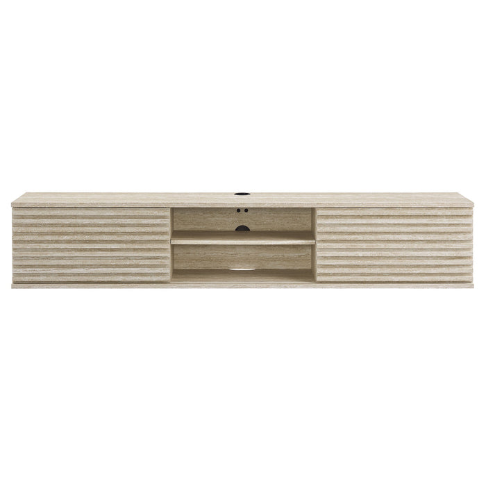 Modway Render 70" Faux Travertine Wall-Mount Media Console TV Stand Living Room Furniture - Dimensions