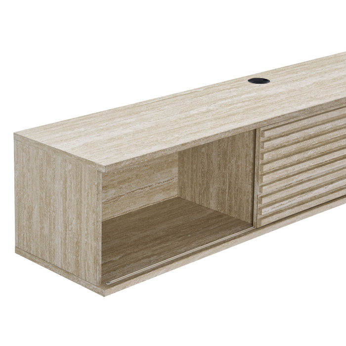 Modway Render 70" Faux Travertine Wall-Mount Media Console TV Stand Living Room Furniture - Installation View