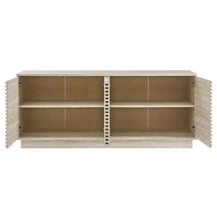 Modway Render 70" Faux Travertine Sideboard Cabinet TV Stand Storage Shelf - Installation View