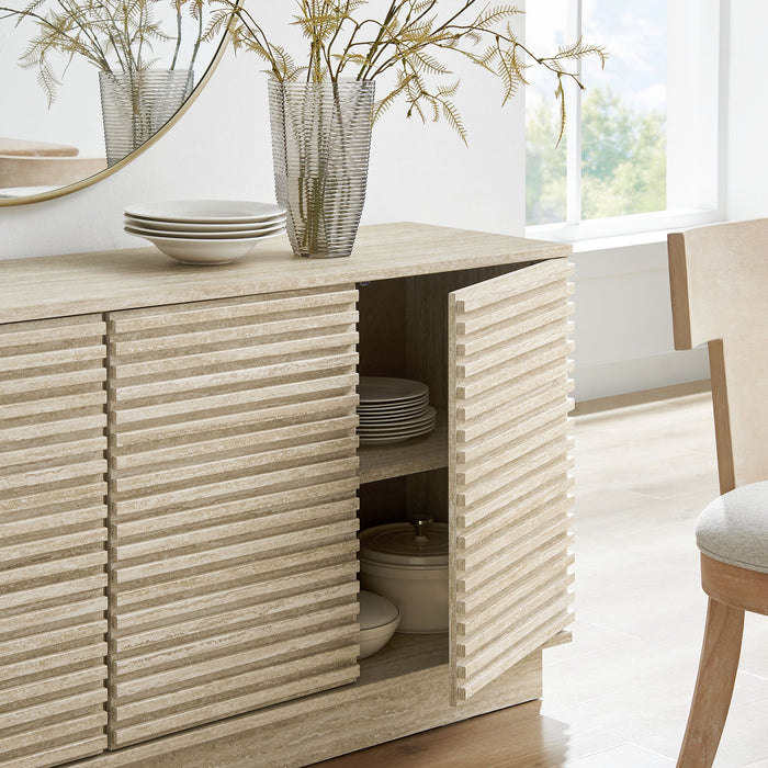 Modway Render 70" Faux Travertine Sideboard Cabinet TV Stand Storage Shelf - Close-Up