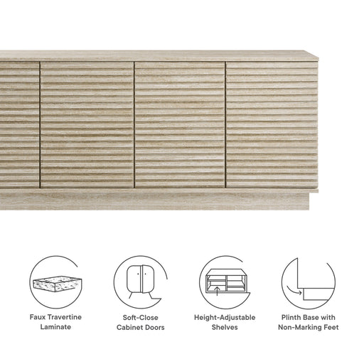 Modway Render 70" Faux Travertine Sideboard Cabinet TV Stand Storage Shelf in Brown - Side View
