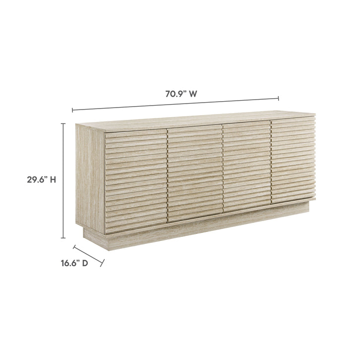 Modway Render 70" Faux Travertine Sideboard Cabinet TV Stand Storage Shelf in Brown - Detail View