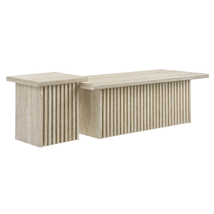 Modway Render Nesting Coffee Tables Set of 2 Living Room Furniture in Brown
