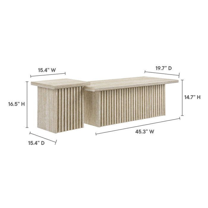 Modway Render Nesting Coffee Tables Set of 2 Living Room Furniture in Brown - Detail View