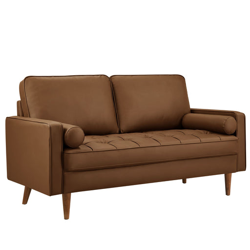 Modway Furniture Valour Tufted Vegan Leather Loveseat - Modern Comfort, Chic Design, Perfect For Any Living Space Brown Vegan Leather Eei-6972-brn