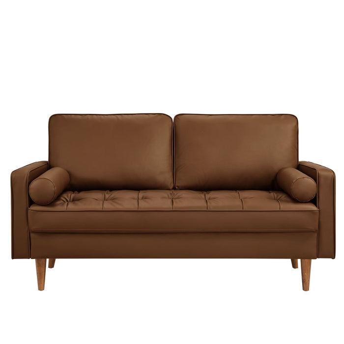 Valour Tufted Vegan Leather Loveseat - Modern Comfort, Chic Design, Perfect for Any Living Space