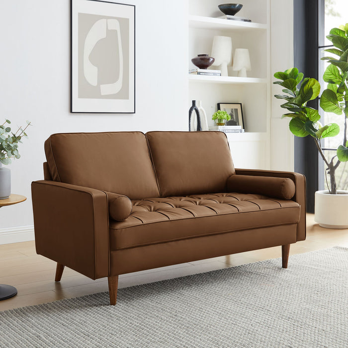 Valour Tufted Vegan Leather Loveseat - Modern Comfort, Chic Design, Perfect for Any Living Space