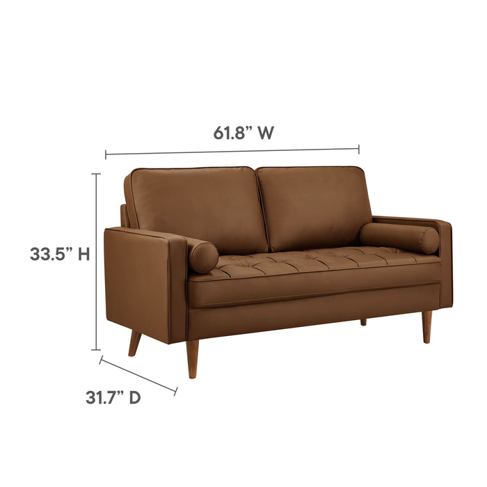 Valour Tufted Vegan Leather Loveseat - Modern Comfort, Chic Design, Perfect for Any Living Space