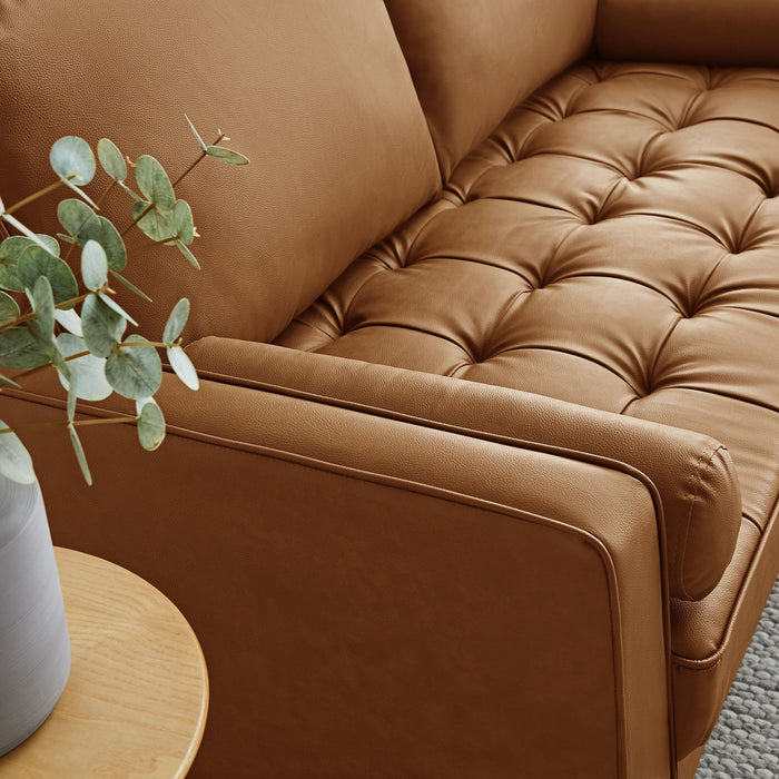Valour Tufted Vegan Leather Loveseat - Modern Comfort, Chic Design, Perfect for Any Living Space