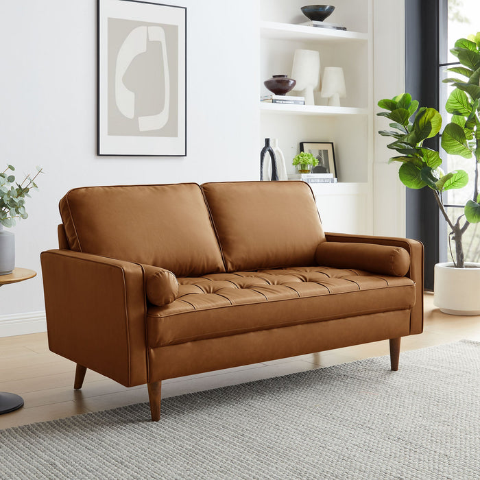 Valour Tufted Vegan Leather Loveseat - Modern Comfort, Chic Design, Perfect for Any Living Space