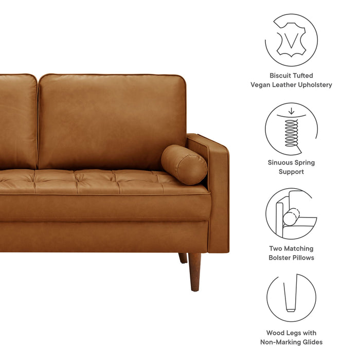Valour Tufted Vegan Leather Loveseat - Modern Comfort, Chic Design, Perfect for Any Living Space