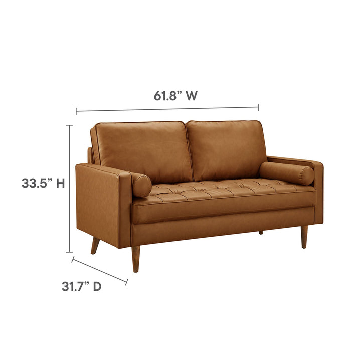 Valour Tufted Vegan Leather Loveseat - Modern Comfort, Chic Design, Perfect for Any Living Space