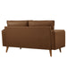 Revive Modern Vegan Leather Loveseat with Plush Pillows for Chic Living Room Comfort and Style - installation view