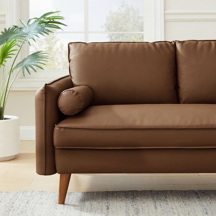 Revive Modern Vegan Leather Loveseat with Plush Pillows for Chic Living Room Comfort and Style - view 18