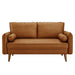 Revive Modern Vegan Leather Loveseat with Plush Pillows for Chic Living Room Comfort and Style - specifications diagram