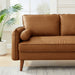 Revive Modern Vegan Leather Loveseat with Plush Pillows for Chic Living Room Comfort and Style - feature highlight