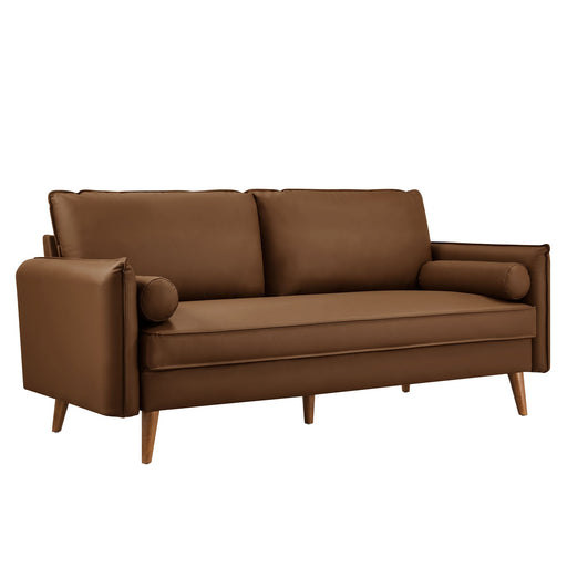 Revive Upholstered Vegan Leather Sofa Brown