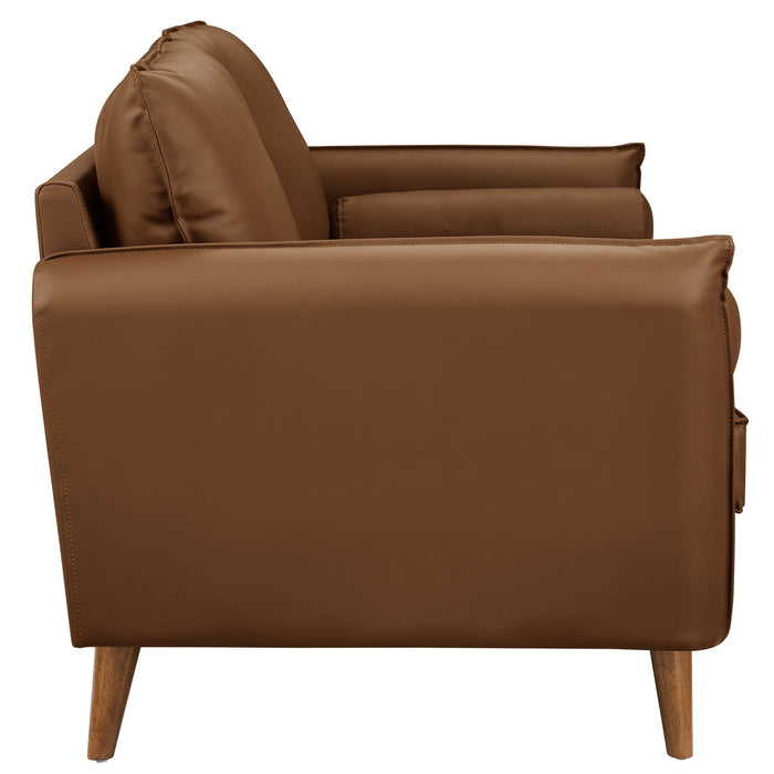 Revive Upholstered Vegan Leather Sofa Brown