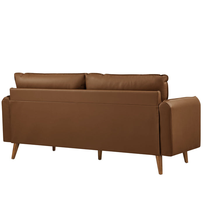 Revive Upholstered Vegan Leather Sofa Brown