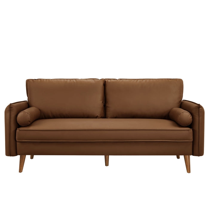 Revive Upholstered Vegan Leather Sofa Brown