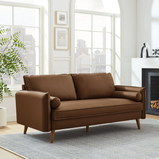 Revive Upholstered Vegan Leather Sofa Brown