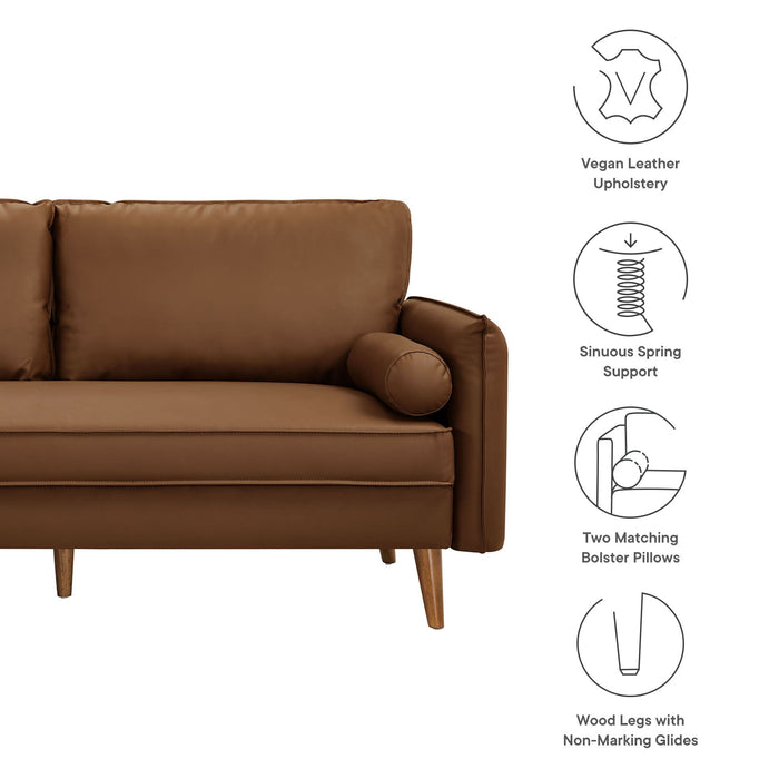 Revive Upholstered Vegan Leather Sofa Brown