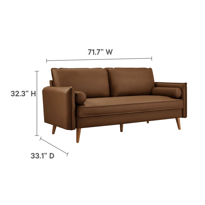Revive Upholstered Vegan Leather Sofa Brown