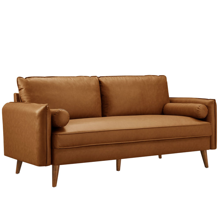 Revive Upholstered Vegan Leather Sofa Tan