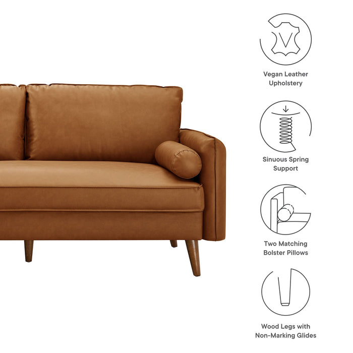 Revive Upholstered Vegan Leather Sofa Tan