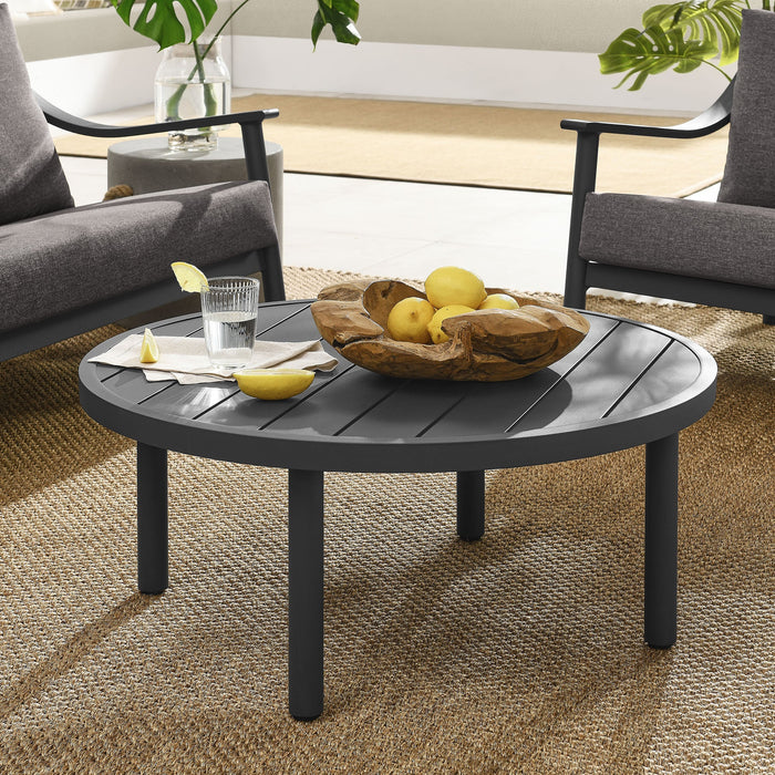 Terrace 35" Outdoor Patio Aluminum Round Coffee Table Graphite