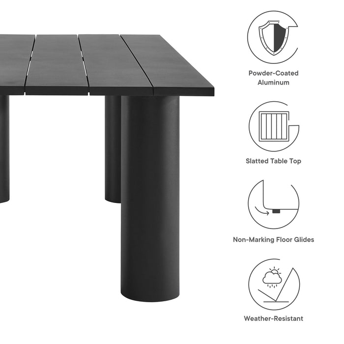 Nautica Outdoor Patio 87" Rectangular Aluminum Dining Table Graphite