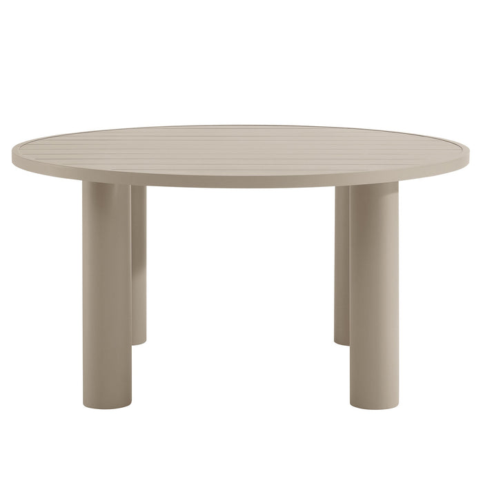 Nautica Outdoor Patio 60" Round Aluminum Dining Table Taupe