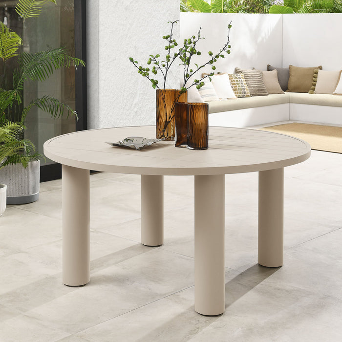 Nautica Outdoor Patio 60" Round Aluminum Dining Table Taupe