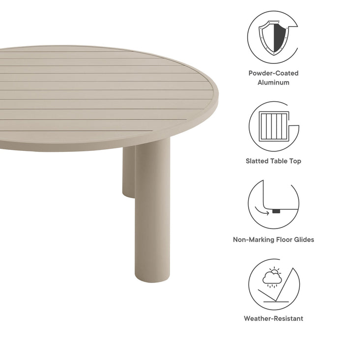 Nautica Outdoor Patio 60" Round Aluminum Dining Table Taupe